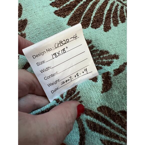 Calderia Fabric Throw Pillow Covers, Set of Two(2), Aqua/Brown, NOS - Picture 8 of 8